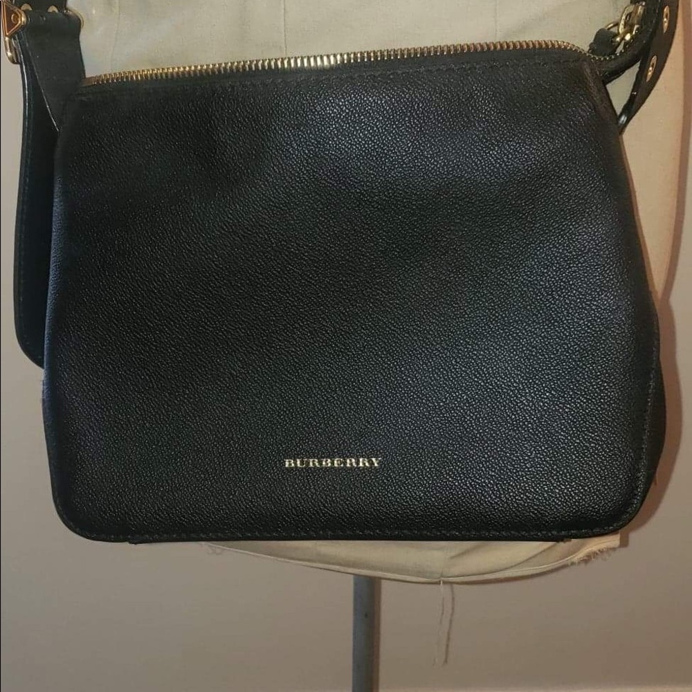 BURBERRY Helmsley Rivet Leather Crossbody Black